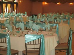 160 Tiffany Blue Green Wedding Reception Satin Bow Chair Sash Ties