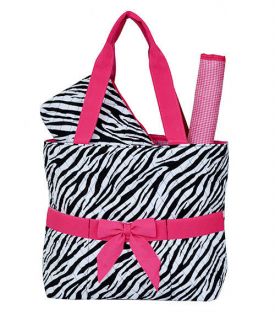 New Quilted Zebra Print Monogrammable 3pc Baby Diaper Bag QZB2721 FS1350BT