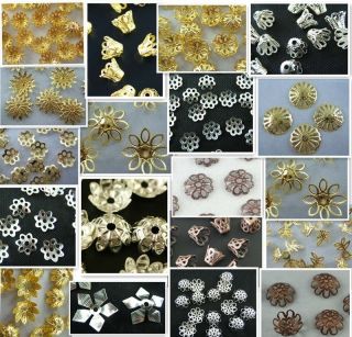 Silver Plated Gold Plated Bronze Flower Bead Caps Findings 31 Styles You Pick