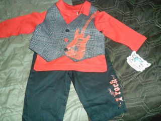 NWTS Baby Infant Boy 3 Piece Suit Outfit 3 6 Months Rocker Rockstar Dressy Xmas