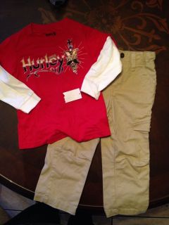 New Hurley Toddler Baby Boy Thermo Layered Shirt Route 66 Pant Set Size 24M
