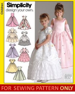 Sewing Pattern Makes Fancy Dress Design Your Own Toddler 3 to Girl 8 Flower