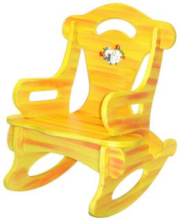 Orange Game Rocker Rocking Chair Solid Wood Kid Child Baby Boy Girl Furniture