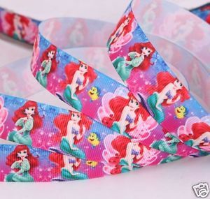 7 8" The Little Mermaid Ariel Printed Grosgrain Ribbon USA Seller
