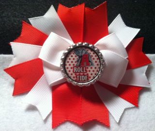 4 5" Red White Alabama Boutique Pageant Girls Toddler Hair Bow Clip On