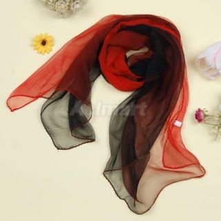Sexy Lady Soft Long Silk Scarf Wrap Shawl Gradient Red and Black Party Dress New