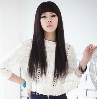 Womens Fashion Bang Long Straight Full Hair Wig Wigs  3 Colors 601