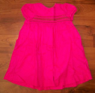 Girls Carter's Bright Pink Brown Cotton Polka Dot Empire Waist Dress 18 Months