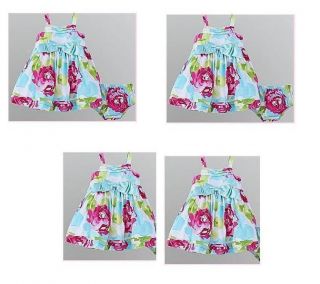 Holiday Editions Girl's Big Bow Floral Dress Set Size 24months 3T 4T