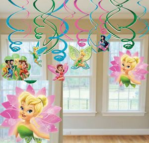 12 Disney Tinkerbell Fairies Swirl Decorations Birthday Party Supplies