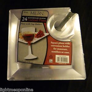 Clear Plastic Party Wedding Supplies Cocktail Plates Square Glass Holder 8" B3G1
