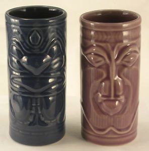 Dark Blue Light Purple Tiki Glasses by Accoutrements ©2001 Hula Party Supplies