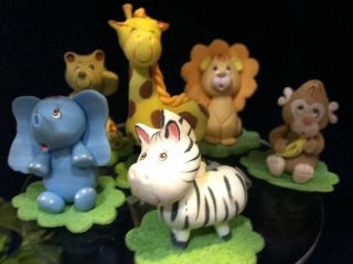 Jungle Safari Animals Party Favors Cold Porcelain Baby Shower Birthday Cake Top