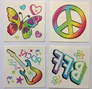 12 Peace Groovy Butterfly Rock Guitar Music Tattoos Party Favors Teacher Supply