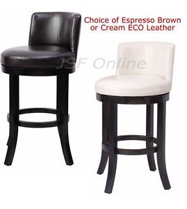 Eco Leather 30H Swivel Breakfast Counter Bar Stool Bistro Pub Table Chair w Back