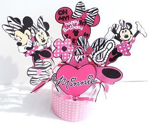 Matches Minnie Mouse Hot Pink Zebra Party 11 Centerpiece Sticks Cricut Die Cut