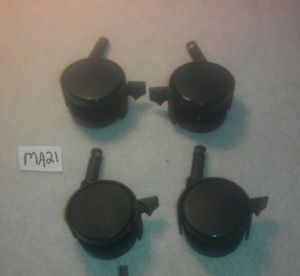 Used Lot of 4 Furniture Office Chair Parts Replacement Twin Wheel Casters $6