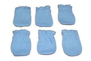 6 Pairs Cotton Newborn Baby Infant Boy Anti Scratch Mittens Gloves Light Blue