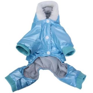 Shiny Blue Pet Dog Hoodie Hooded Winter Coat Jacket Jumpsuit Size XS