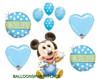9pc Baby Mickey Mouse Balloons Set Shower Its A Boy Party Supplies Disney Blue