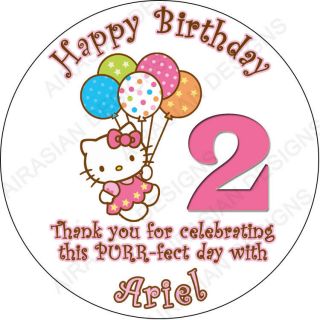 20 Hello Kitty Balloon Dreams Pink 2" Birthday Party Favor Bag Sticker Labels