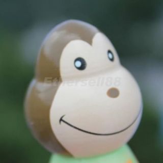 Cute Monkey Pattern Wooden Bowling Skittle Pin Ball Set Kids Outdoor Indoor Toy