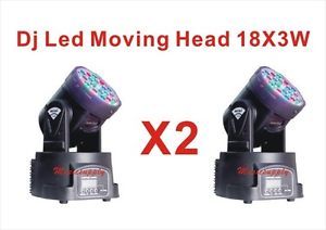 Lot DJ 18X3W LED Moving Head Lights 54Watt RGB DMX Stage Party Show 2 Pcs
