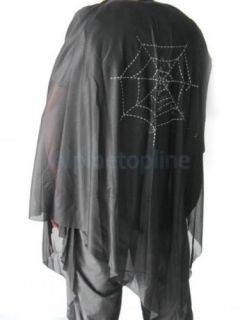 Skull and Swords Ghost Robe Cosplay Dress Women's Halloween Costume Black