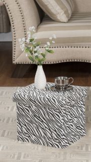 Kings Brand Zebra Design Fabric Folding Storage Ottoman Footstool New