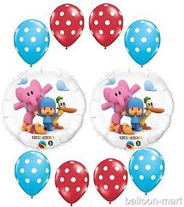 10 Piece Birthday Balloons Party Set Supplies Pocoyo Polka Dot Latex Foil Baby