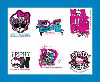 12 Monster High Temporary Tattoos Party Favors