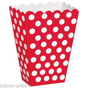 8 Red White Polka Dot Spot Style Party Paper Loot Treat Favour Bags Boxes
