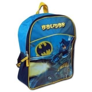 Batman Dark Knight Kids Boys Blue 15" Book Backpack School Bag New