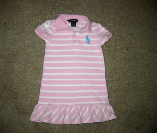 Ralph Lauren Toddler Girls Excel Cond Pink White Big Pony Dress SS Sz 3 3T