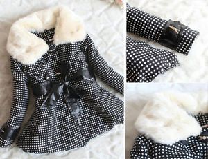 Baby Girls Faux Fur Outwear Clothes Child Polka Dot Winter Coats Jacket Snowsuit