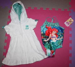 Disney Baby Girl 24M Ariel Swim Bathing Suit Cover Up Set Little Mermaid New