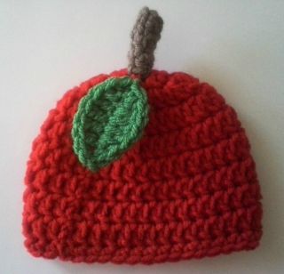 New Crochet Red Baby Hat Newborn 0 to 3 MO Boy Girl Knit Cap Apple Clothes