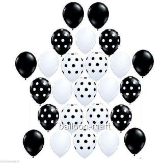 25 Polka Dot Black White Mix 11" Latex Party Balloons Birthday Baby Shower New