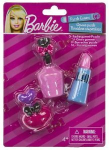 Perfume Nail Color Lipstick 3 Mini Erasers Barbie Collectible Puzzle Erase