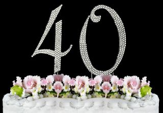 New Large Rhinestone Number 40 Cake Topper 40th Birthday Party Anniversary