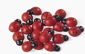 50 Adhesive Wooden Ladybugs Crafts Party Favors