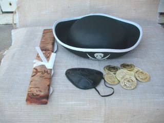 Childs Pirate Hat Doubloons Eye Patch Treasure Map