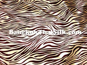 Gold Brown Zebra Animal Print Satin Fabric 45"w Dress Scarf Drape Blouse