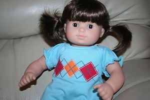 American Girl Bitty Baby Twin Girl Brown Hair Brown Eyes Argyle Outfit