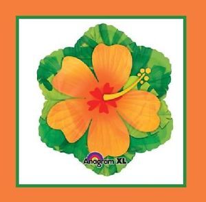 Orange Hibiscus Flower Balloon Birthday Party Supplies Pool Luau Tropical Baby