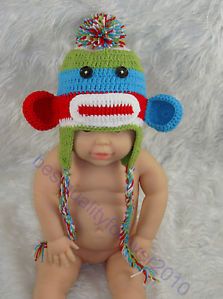Newborn Baby Boy Girl Monkey Crochet Knit Hat Cap Photography Photo Prop K14