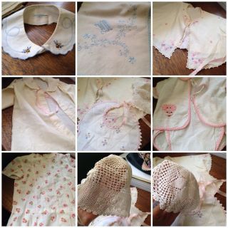 Vintage Lot of 8 Baby Clothes Blanket Bib Dress