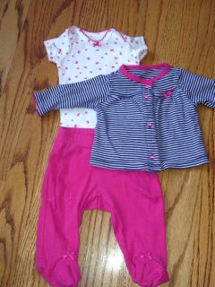 Carter's Baby Girl Clothes 3 Piece Outfit in Size Newborn