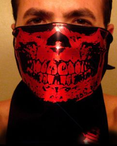 Black Red Chrome Evil Tattoo Skull Bandana Face Mask