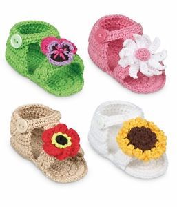 Jefferies Socks Hand Crocheted Baby Flower Power Cotton Booties Newborn Shoe
